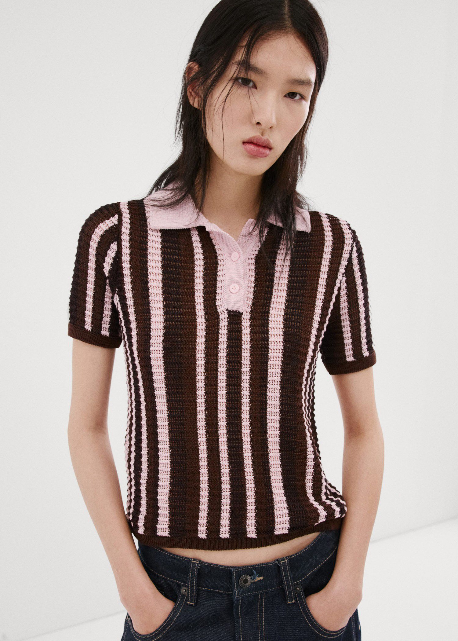 Knitted polo-neck sweater