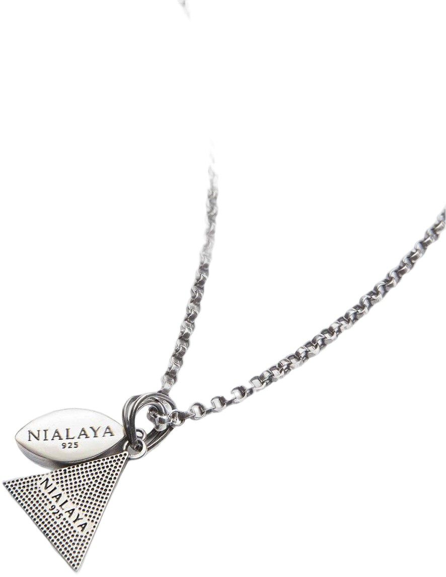 Men's Silver Necklace with Turquoise Evil Eye and Eye of Ra