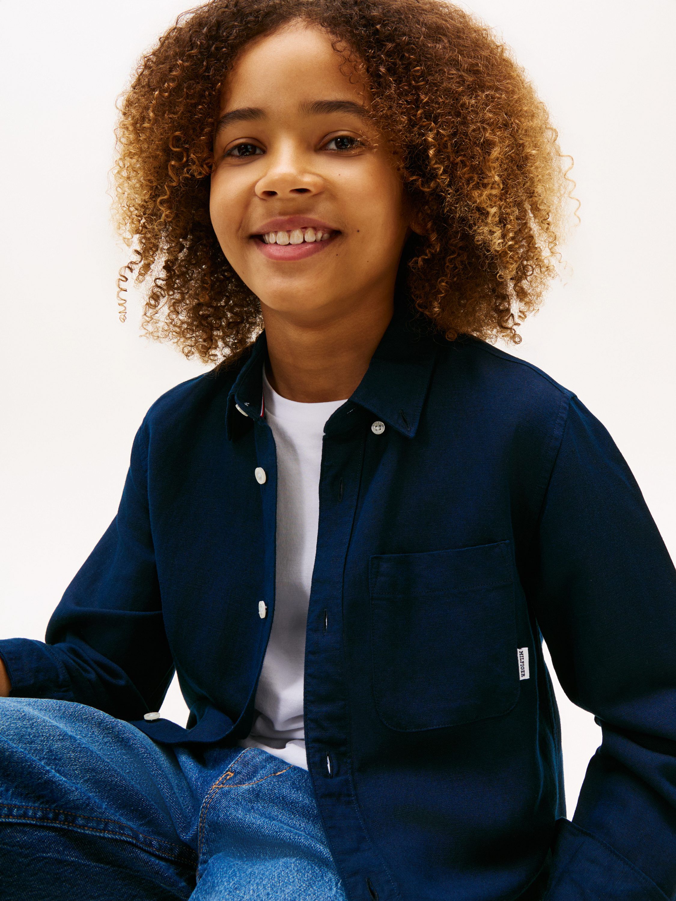 Relaxed Fit Flag Embroidery Linen Blend Shirt