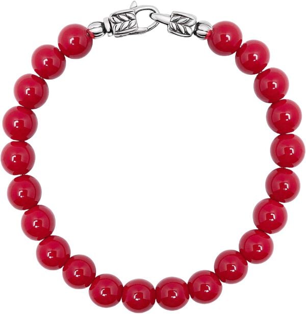 Red Jade Healing Bracelet With Silver Lock