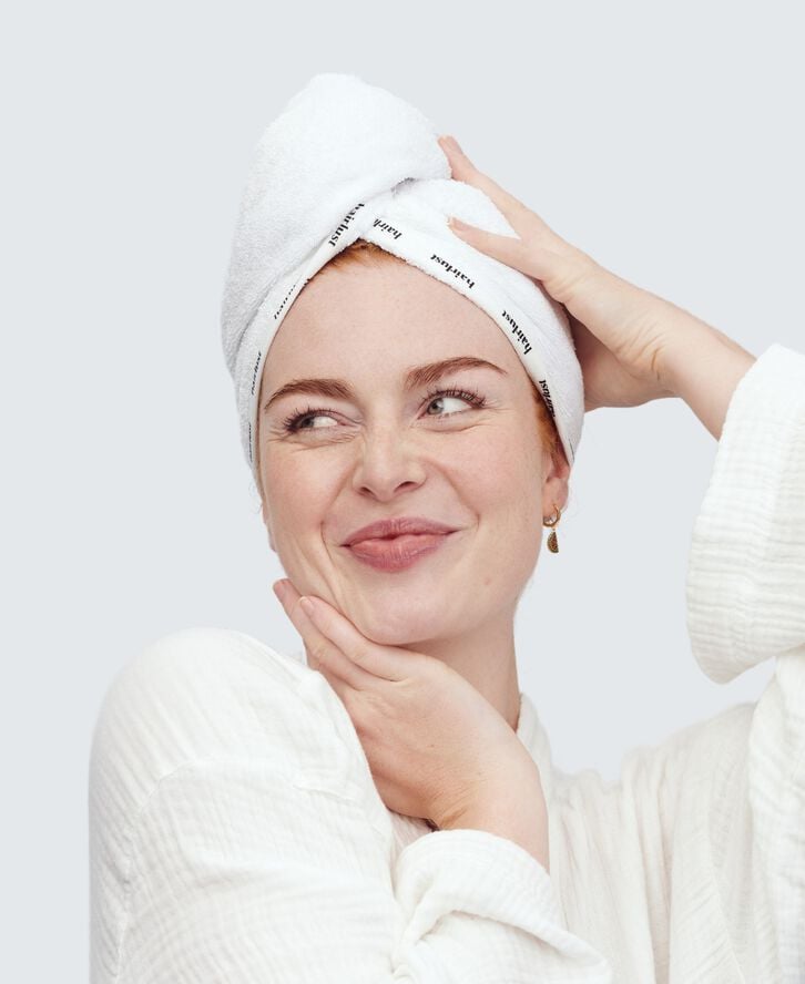 Bamboo Hair Towel Wrap, White