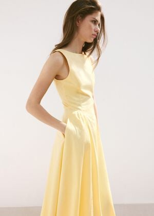 Boat-neck ruched dress