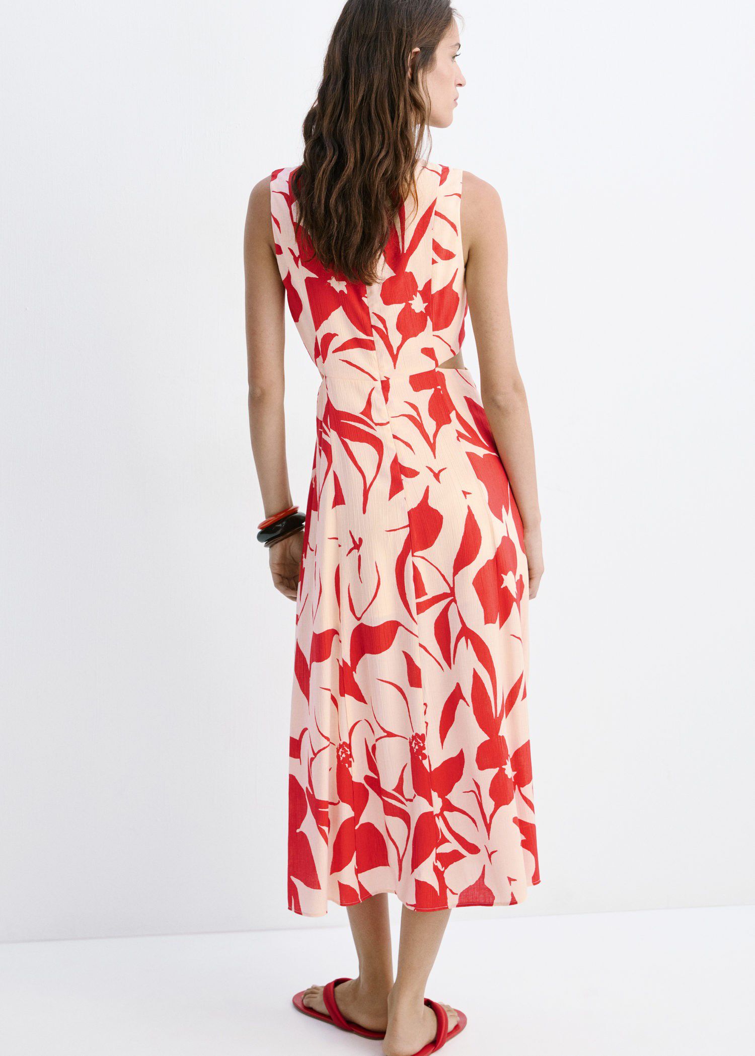 Floral print cut-out dress