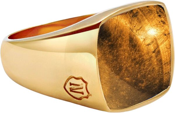 Men's Gold Signet Ring with Brown Tiger Eye
