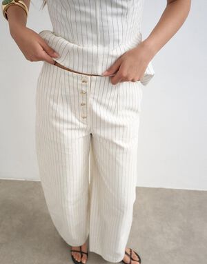 TSPARA STRIPED BARREL TROUSER WVN