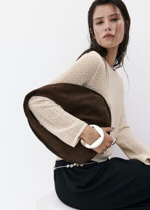 Openwork lurex knit sweater