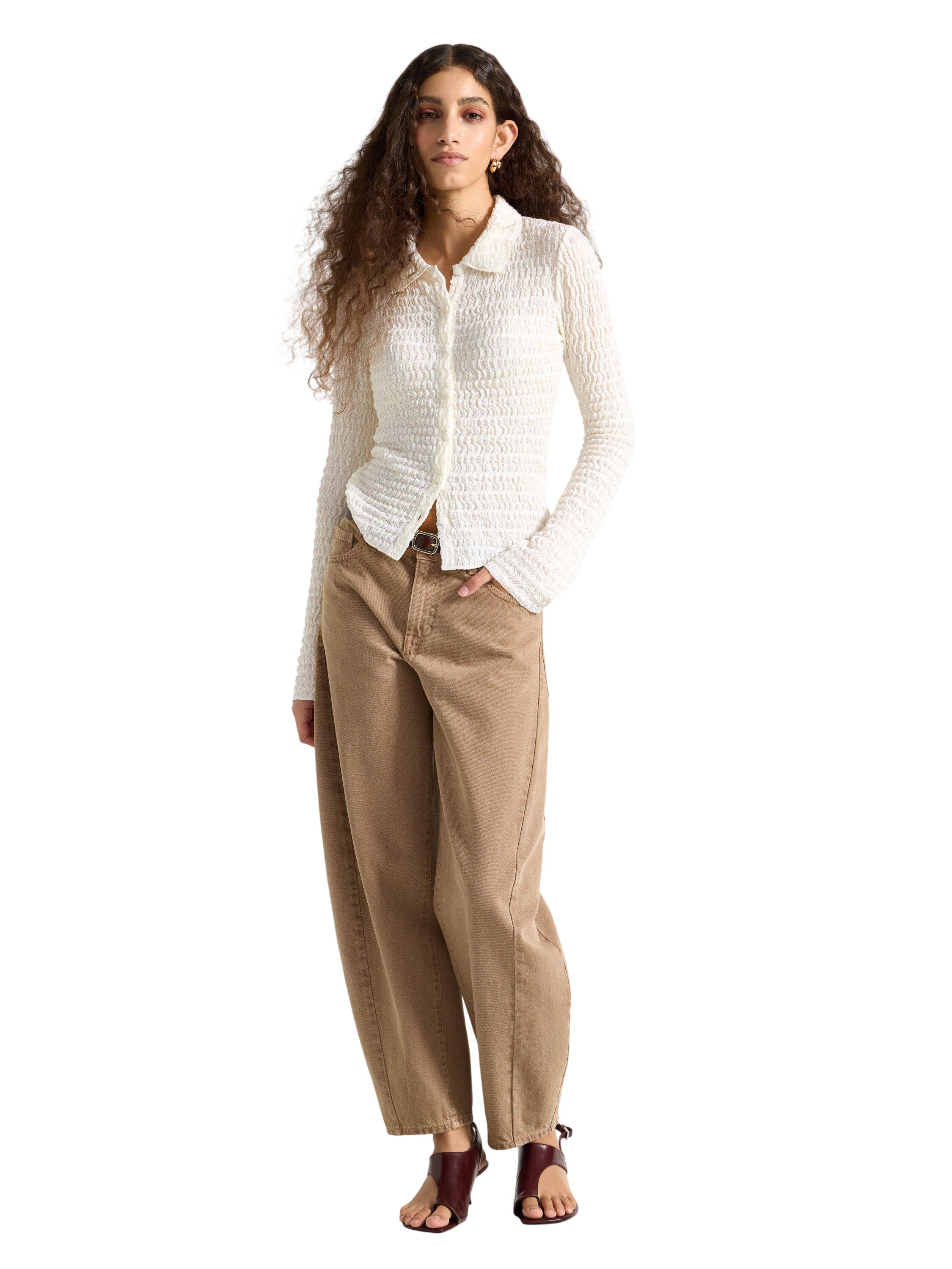 Langermet jerseyskjorte med heldekk