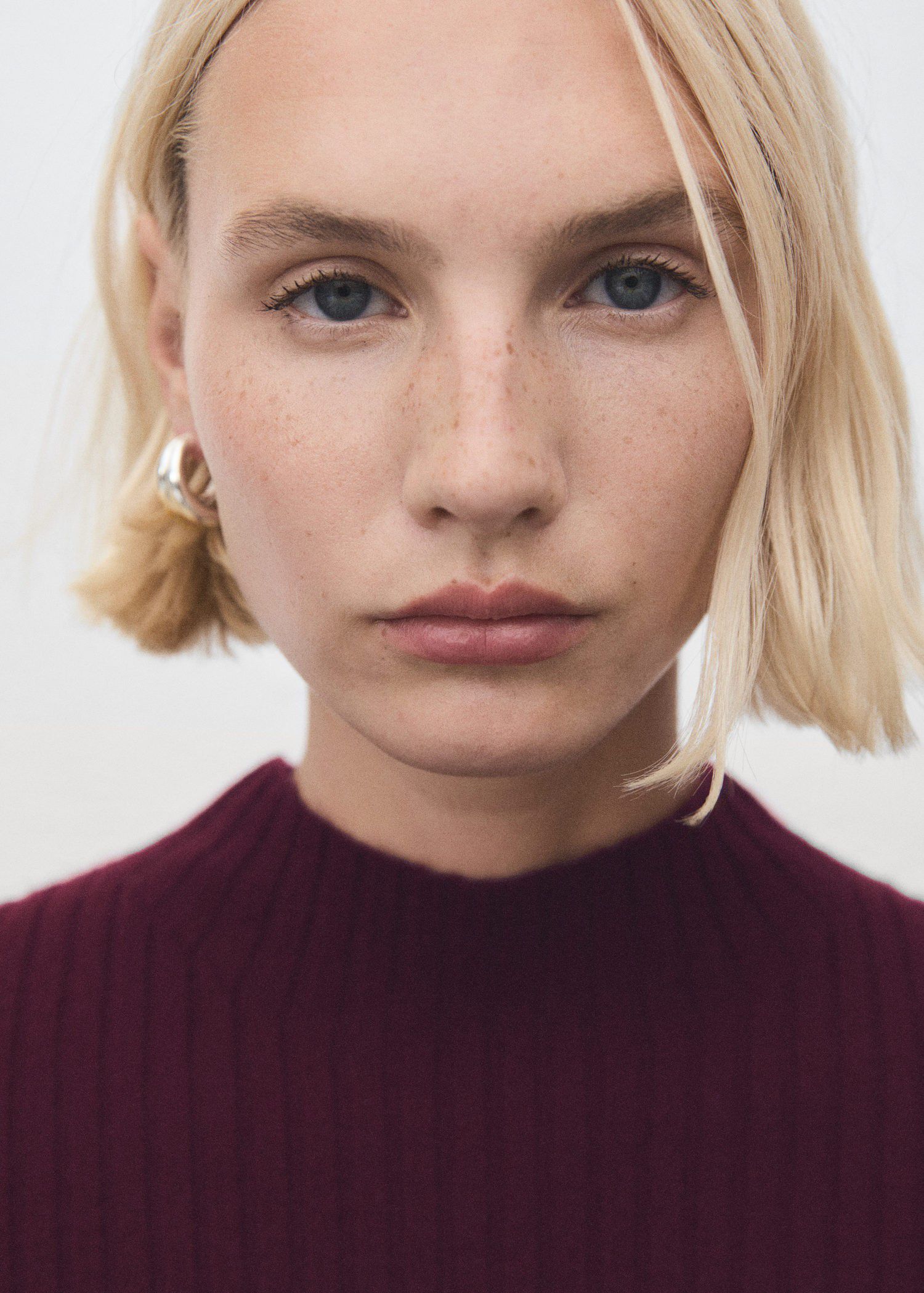 Perkins-neck ribbed dress