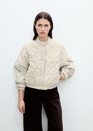 Floral embroidered padded jacket
