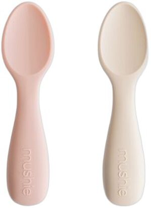 Mushie Toddler Starter Spoons-2 Pack Blush/Shifting Sand