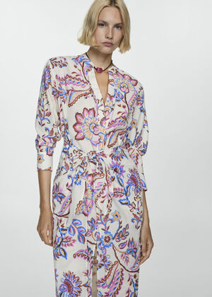 Floral print dress with bow