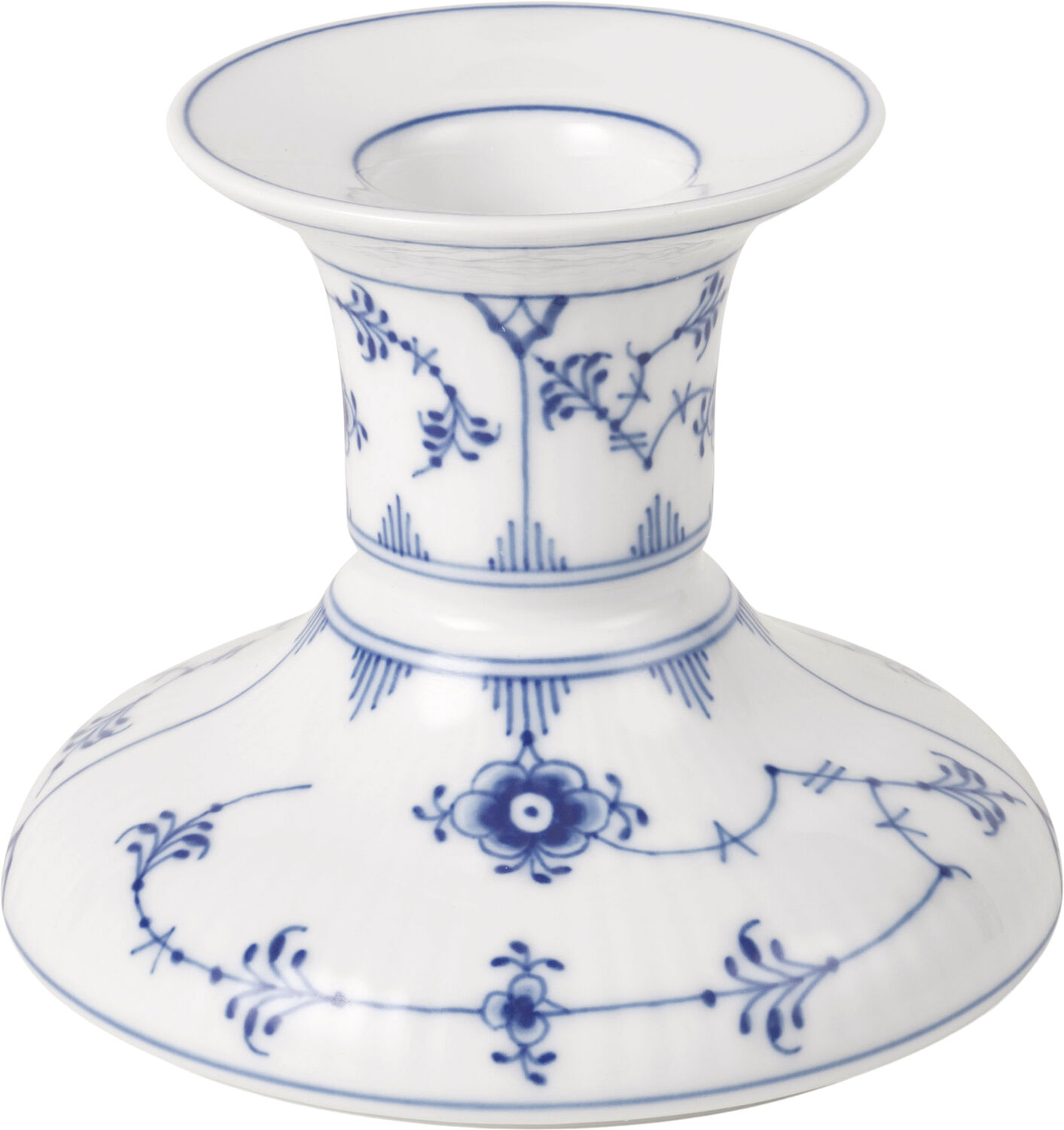 Musselmalet Riflet Lysestage, 7,5 cm