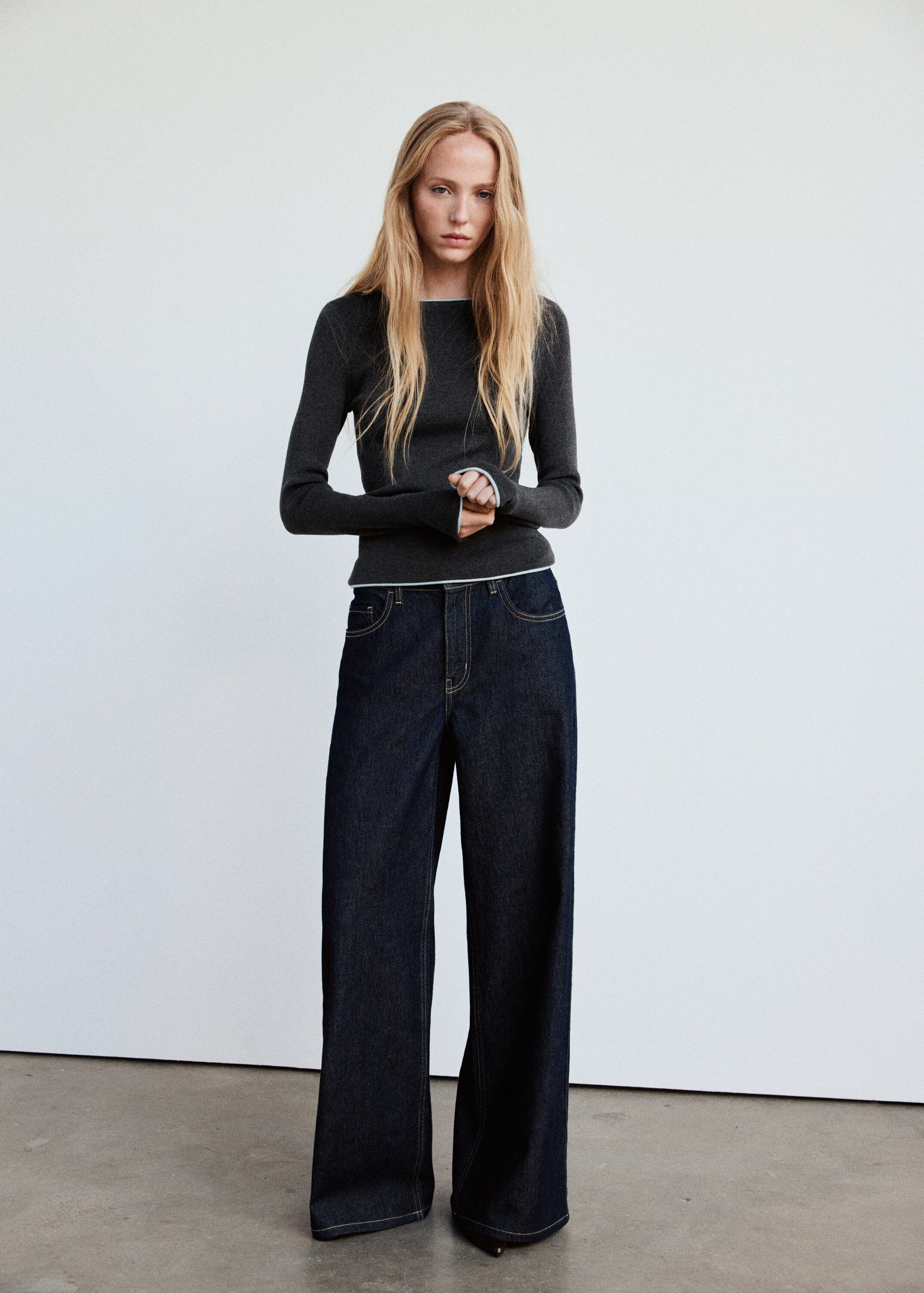 Ribbed knit jumper with contrast ed