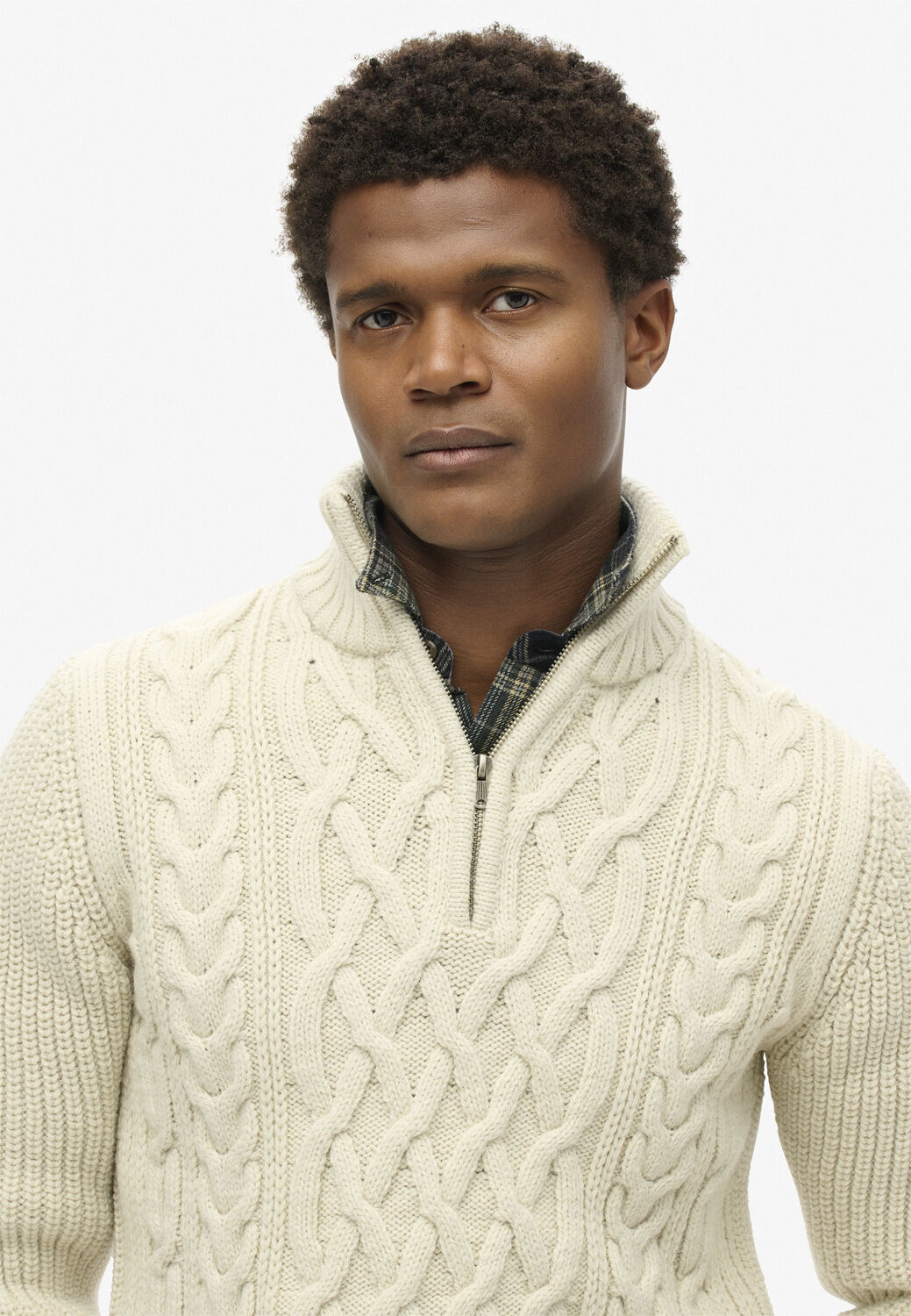 JACOB CABLE KNIT HALF ZIP