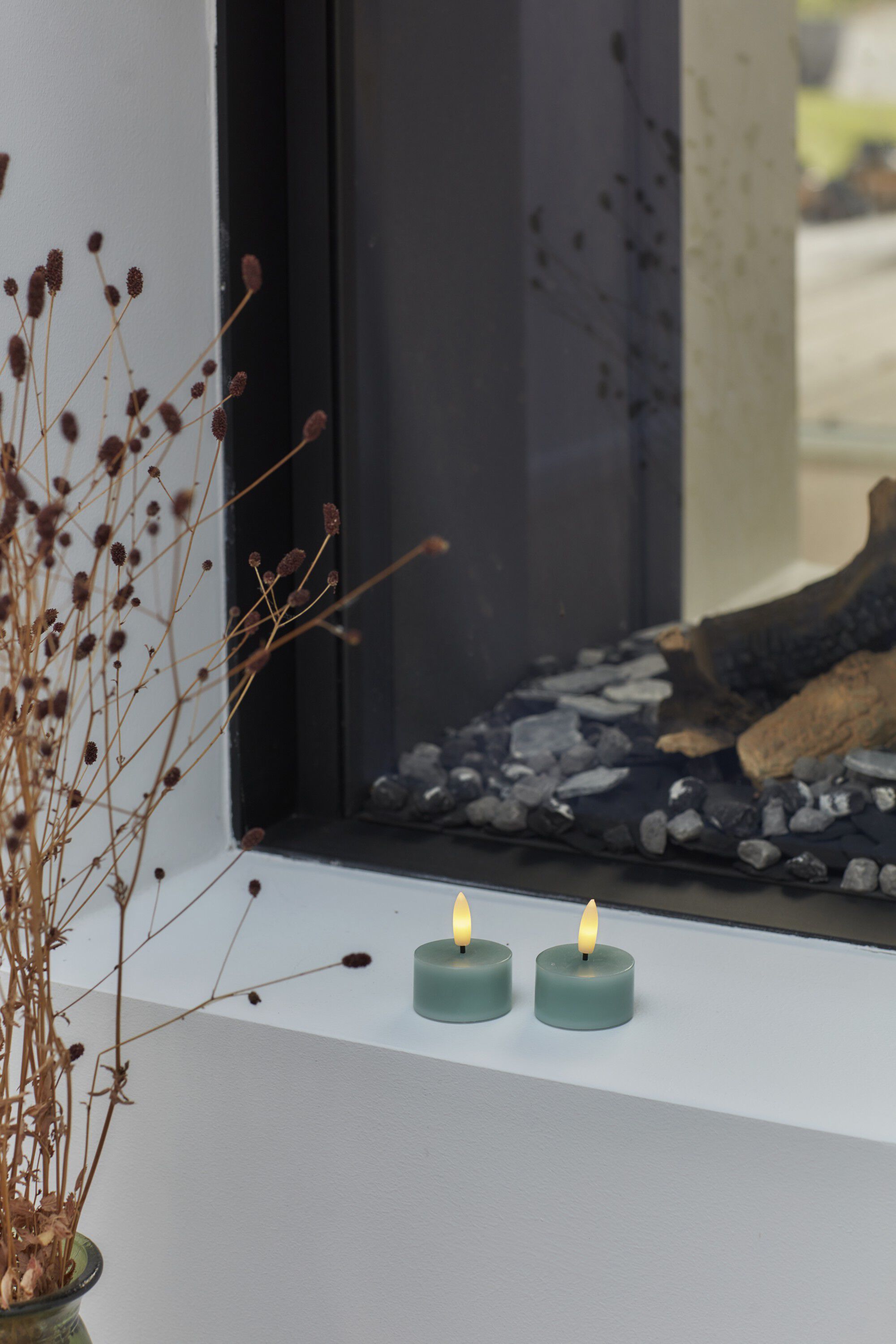 Sille Fyrfadslys 2 stk. s&aelig;t, &Oslash;4,5XH2,2cm, Sandy Green