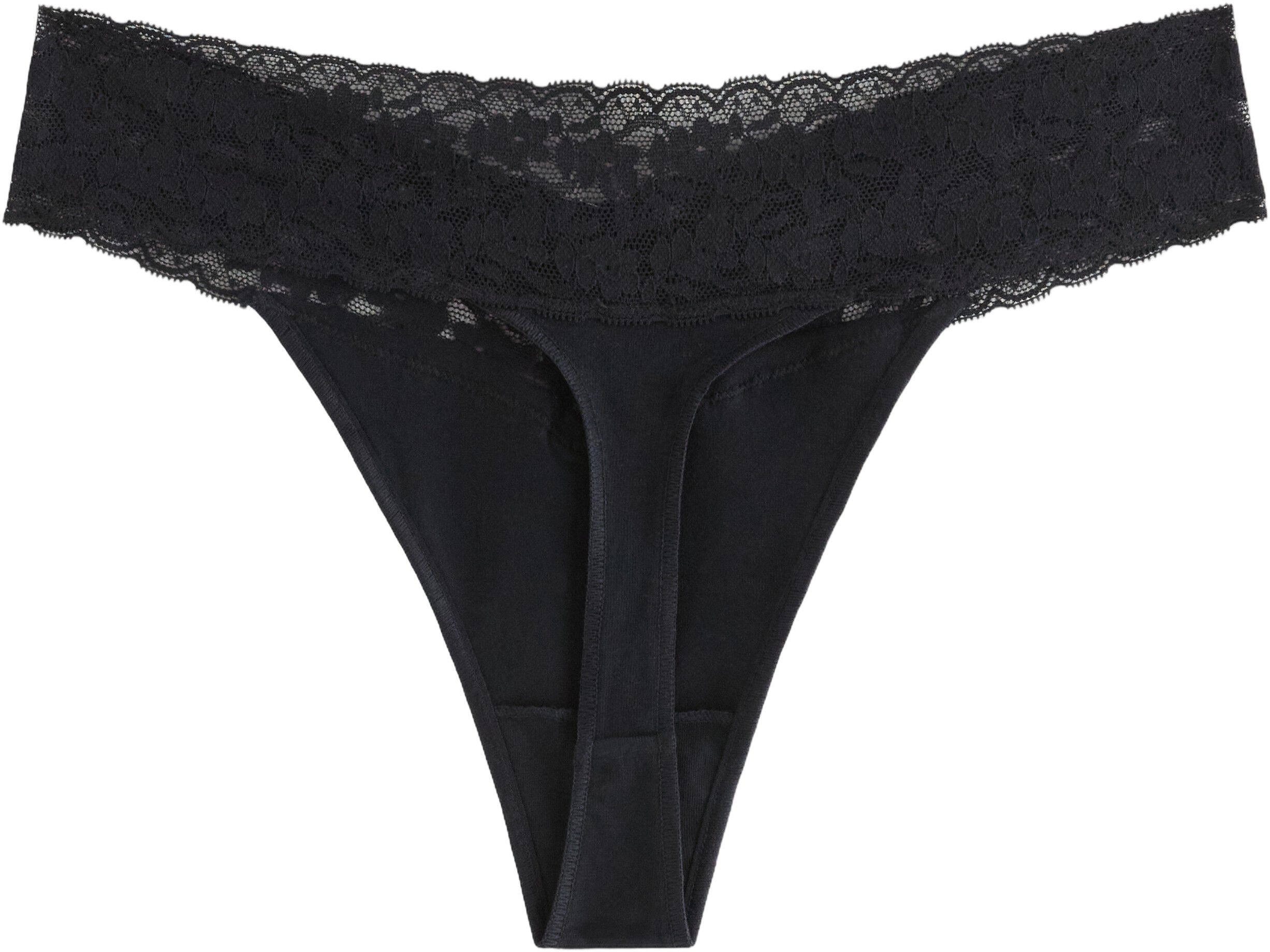 Myk tanga med blonder og lav midje.