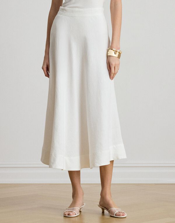 Linen A-Line Midi Skirt