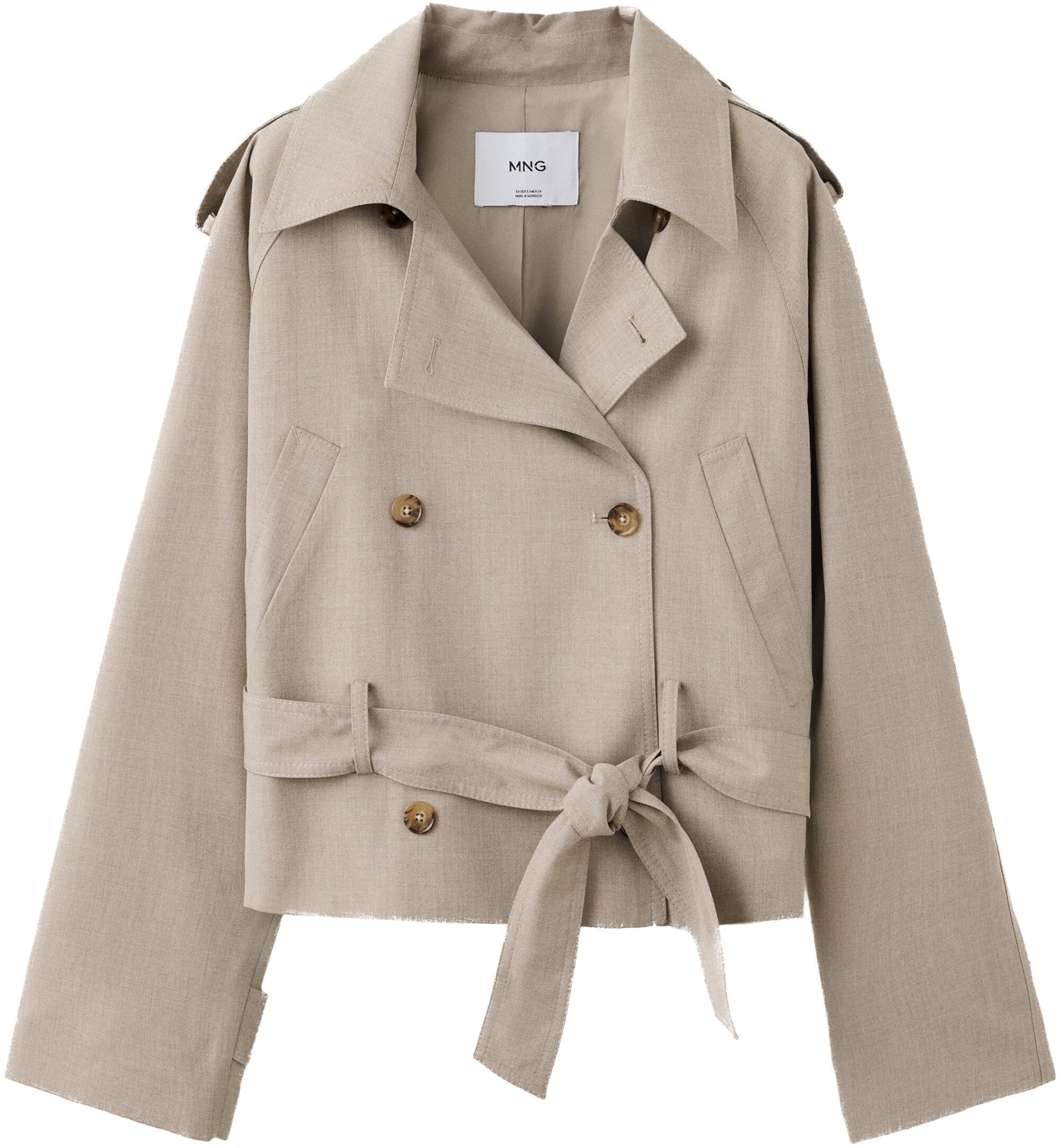Short trench coat with belt