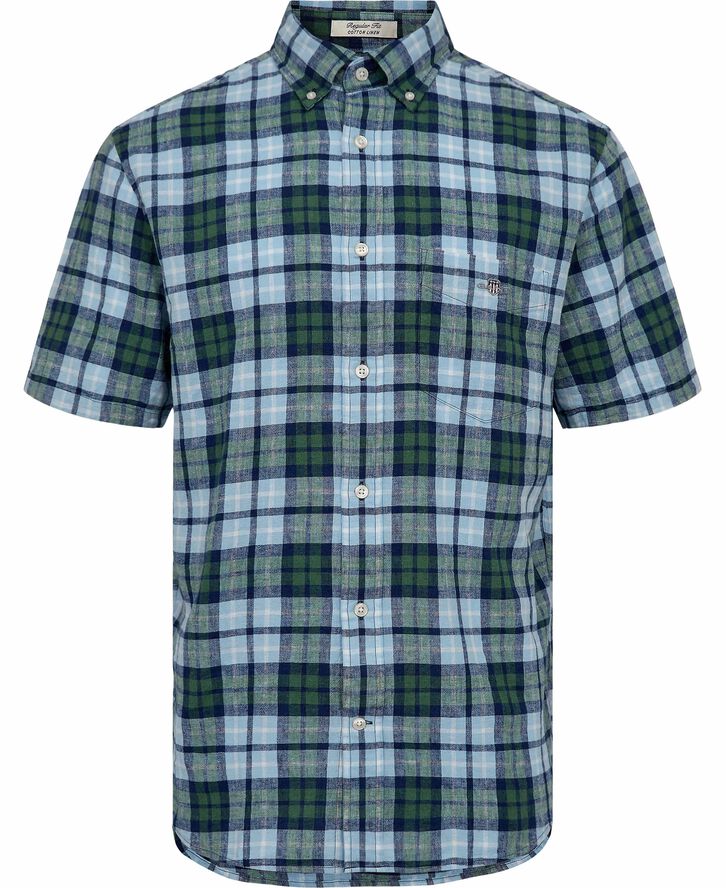 REG COTTON LINEN CHECK SS SHIRT