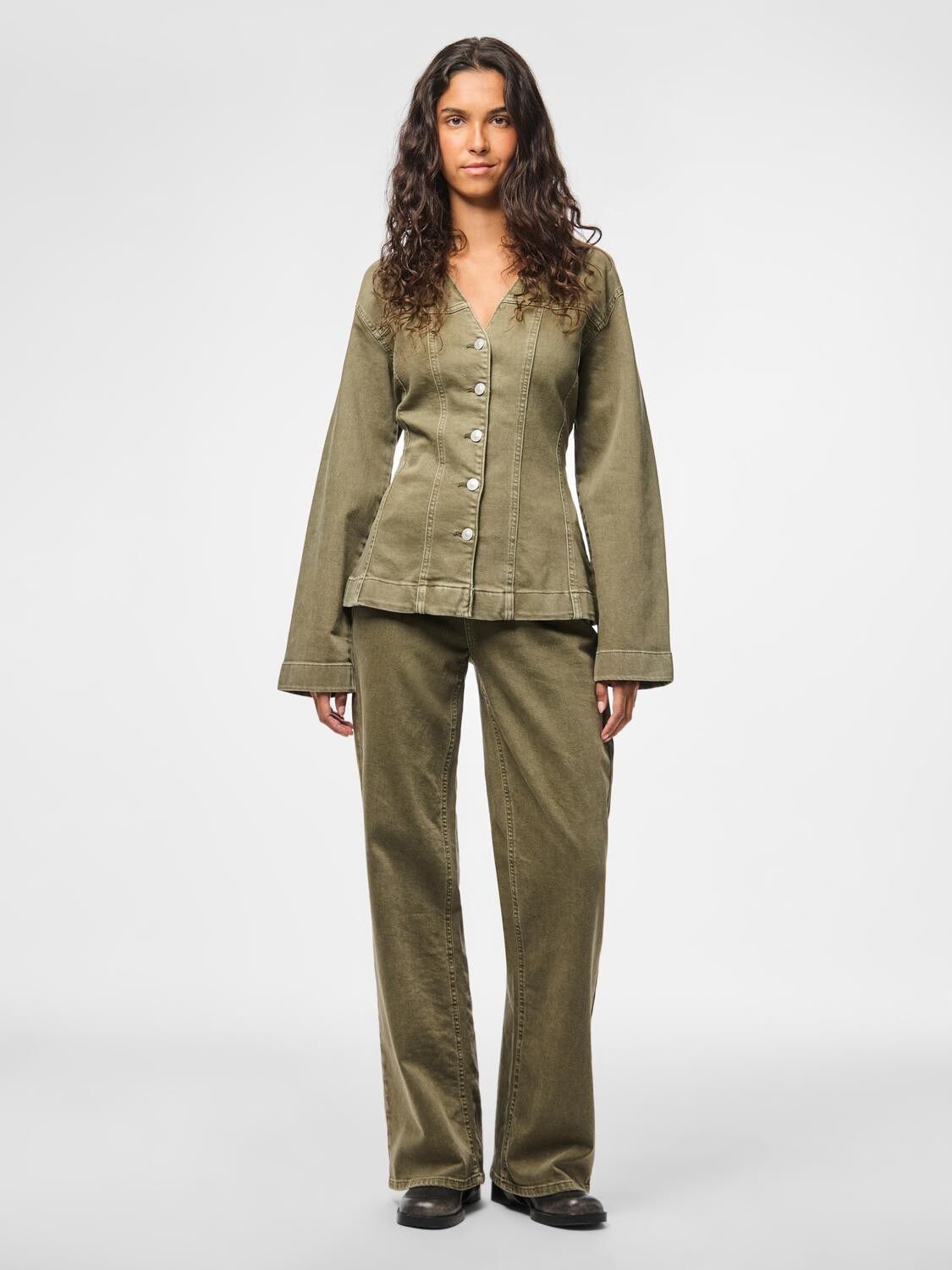 PCSILKE MW WIDE COLERED JEANS NOOS