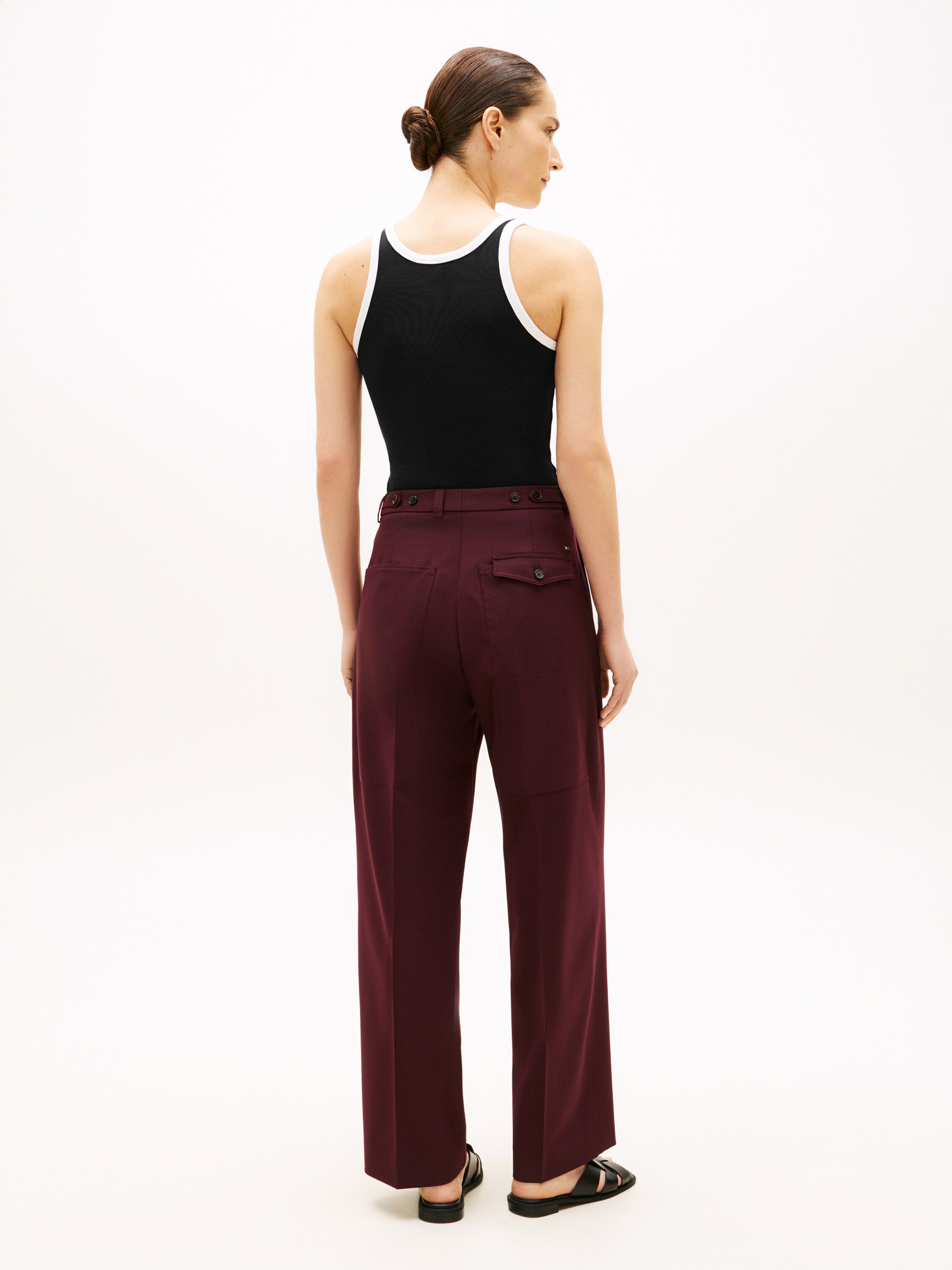 Wool Blend Loose Straight Leg Trousers
