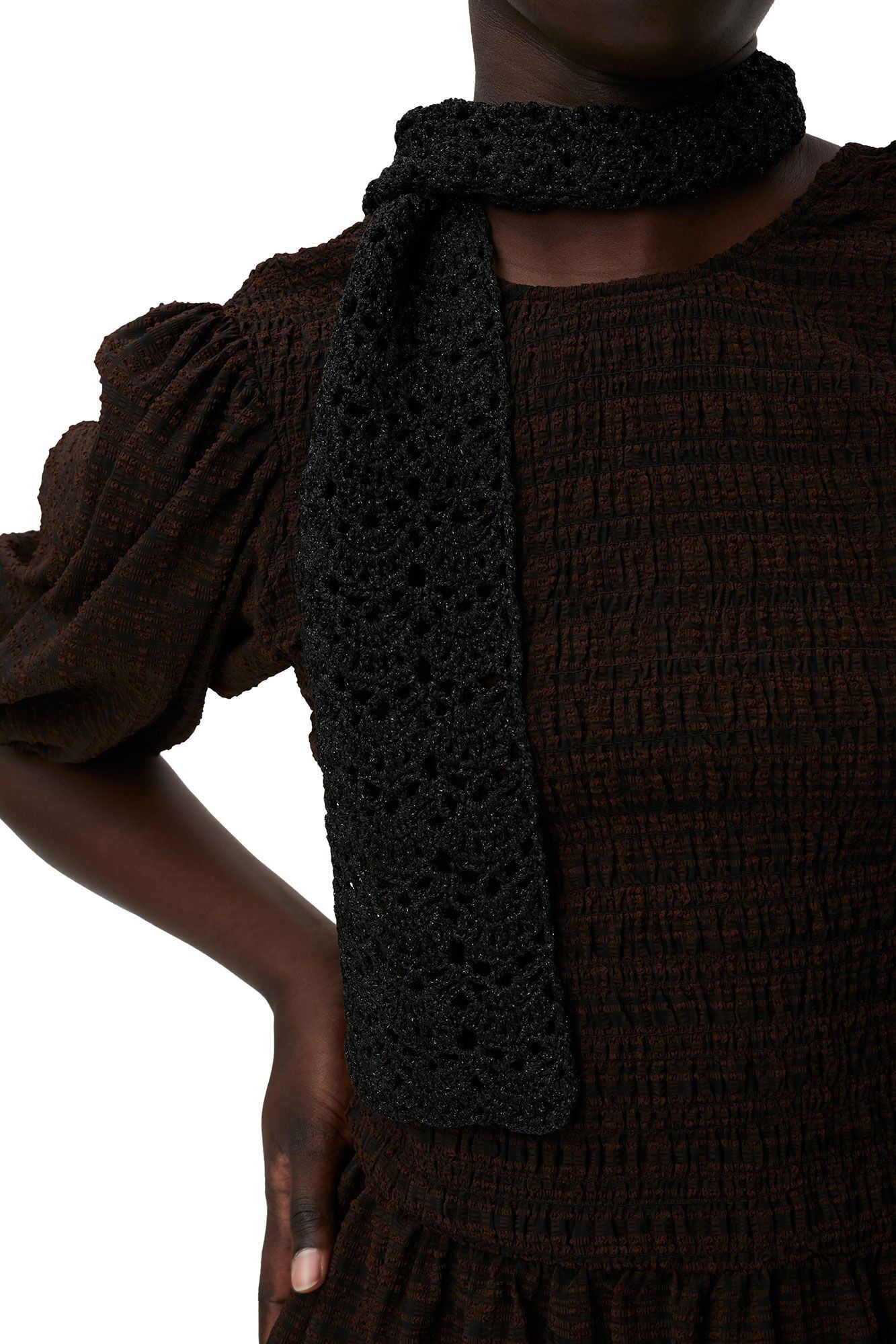 Stretch Seersucker Smock Mini Dress