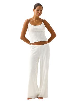 Wide pyjama trousers in pointelle w