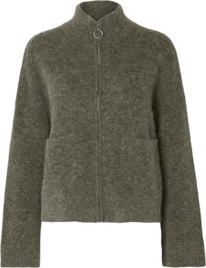 SLFSIA RAS LS WOOL KNIT ZIPPER CARDIGAN