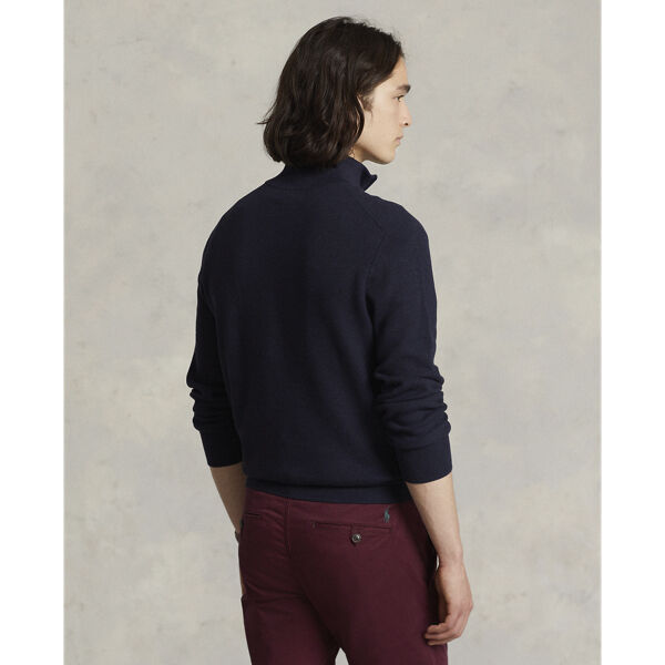 Mesh-Knit Cotton Quarter-Zip Sweater