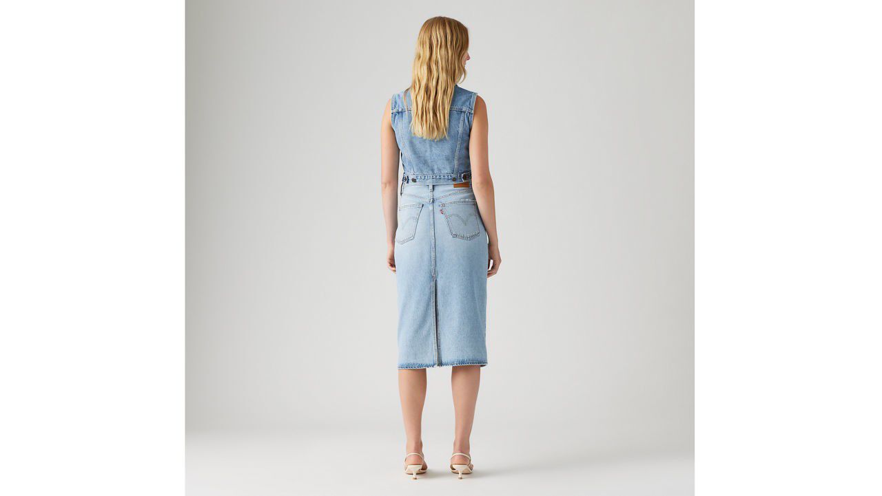 High Rise Back Slit Skirt