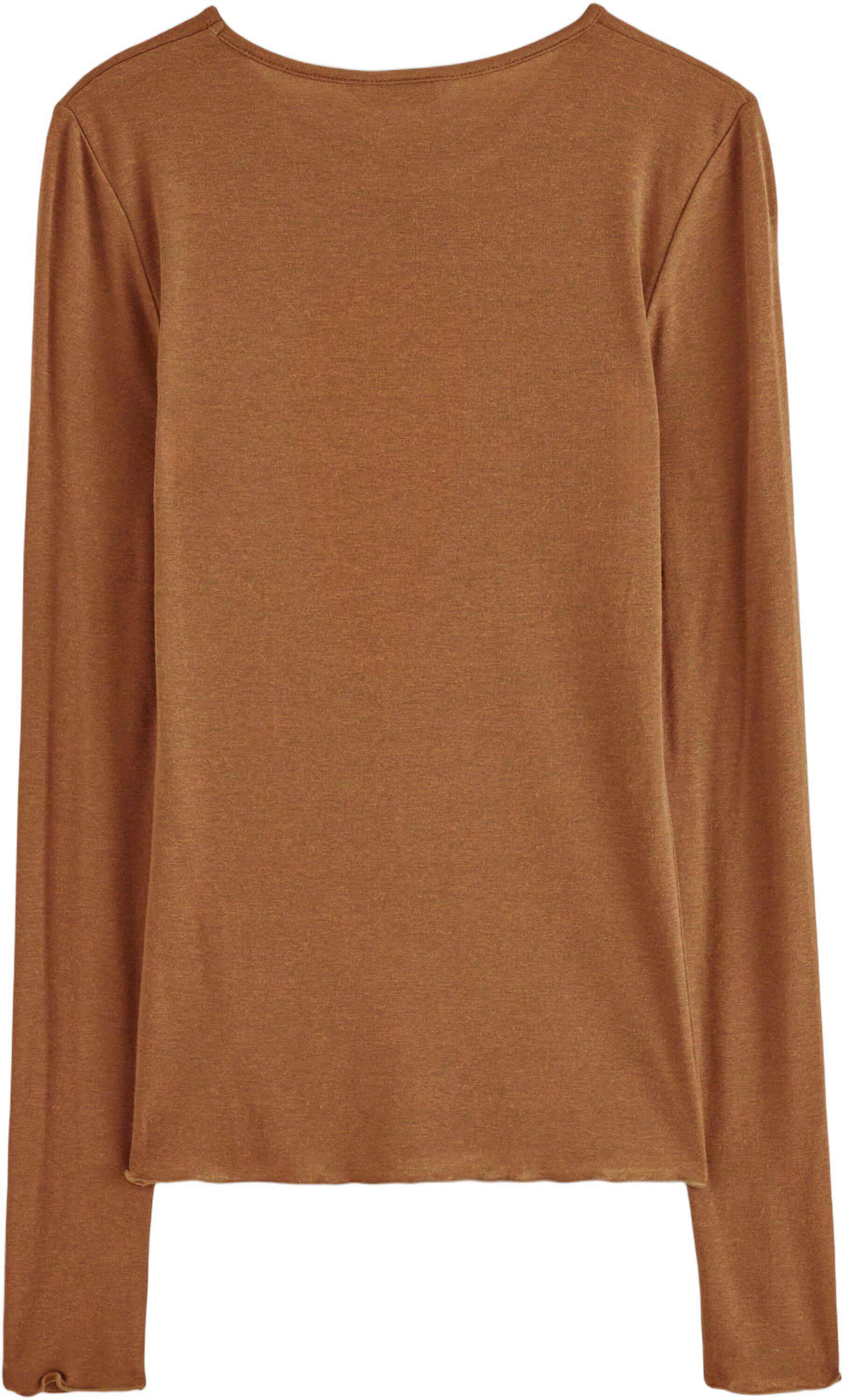 Bl&oslash;d gennemsigtig top i uldblandin