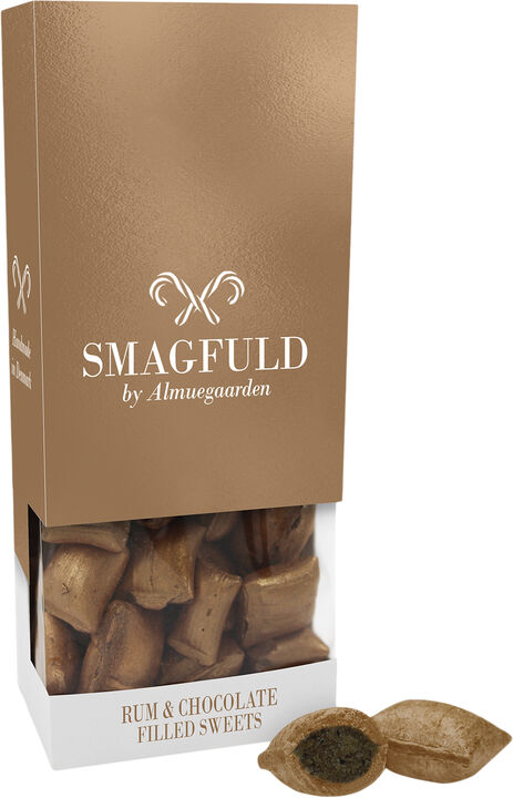 Fyldte bolcher med smag af rom og chokolade (indeholder alkohol)