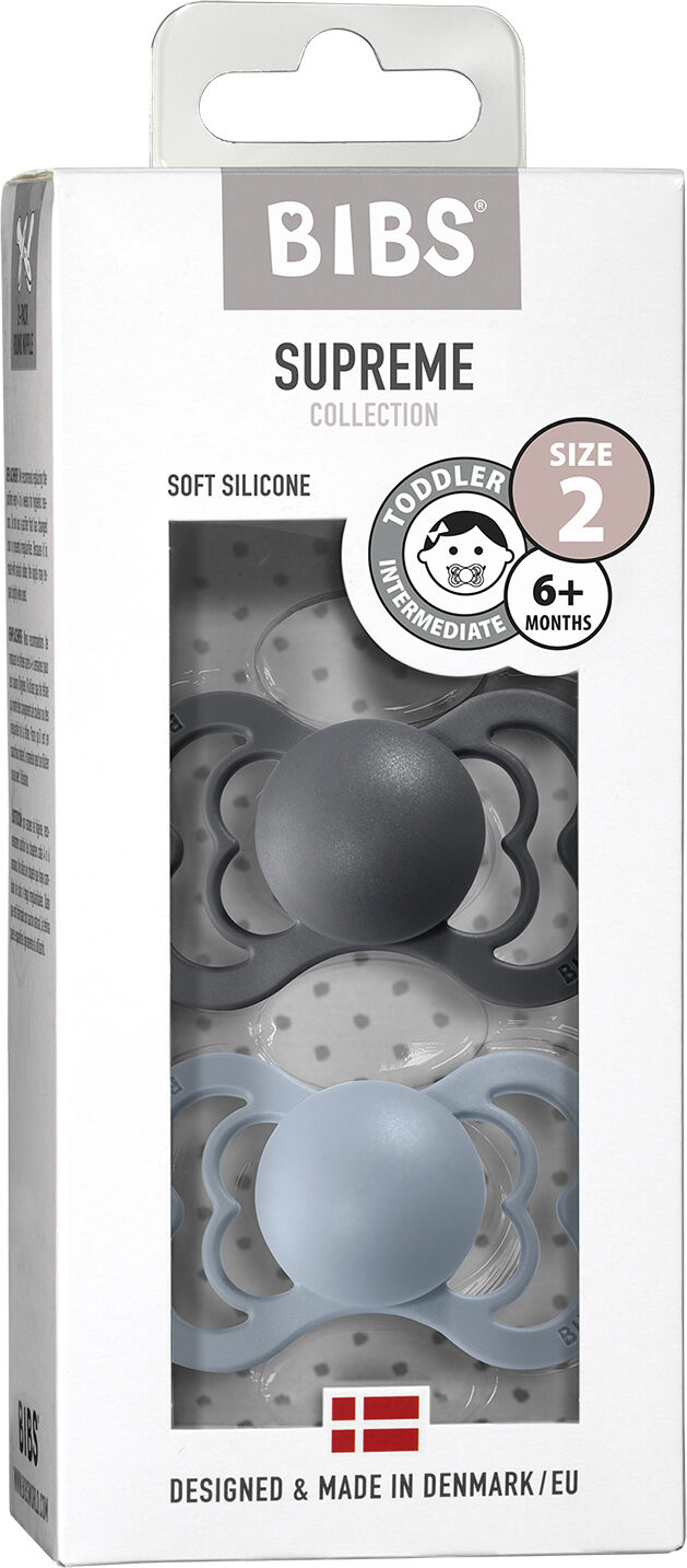 BIBS Supreme 2 PACK Silicone Size 1 Haze/Blossom