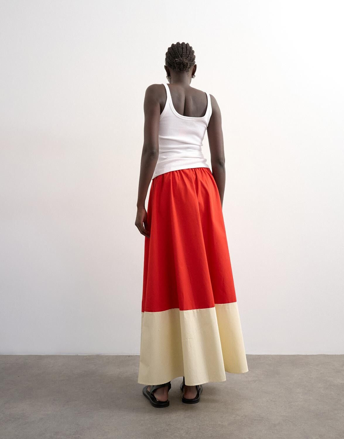 TSMAYA COLOR BLOCK SKIRT WVN