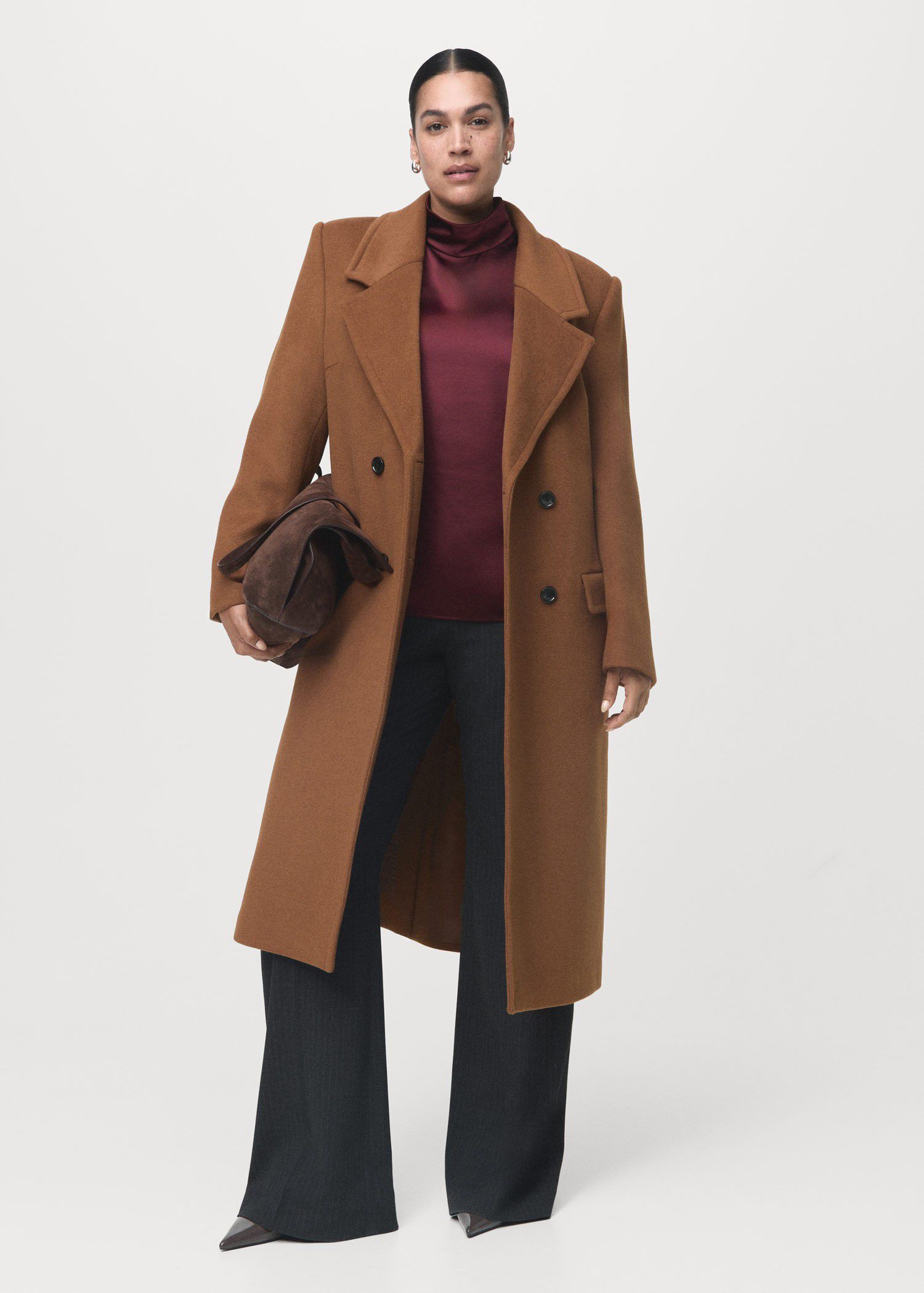 Double-breasted wool coat