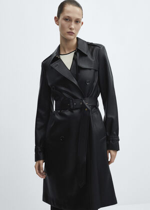 Leather-effect trench coat