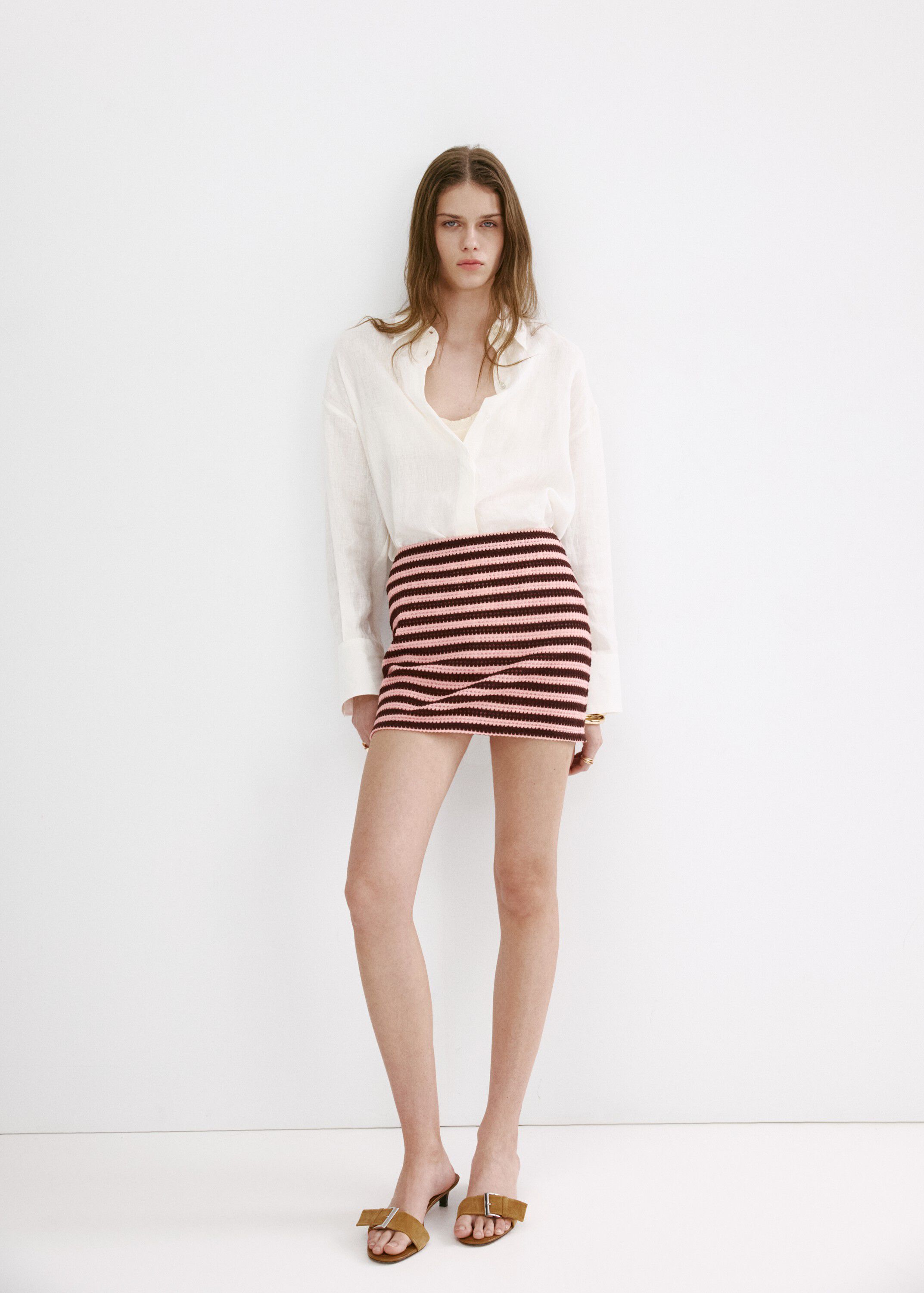 Striped knitted skirt
