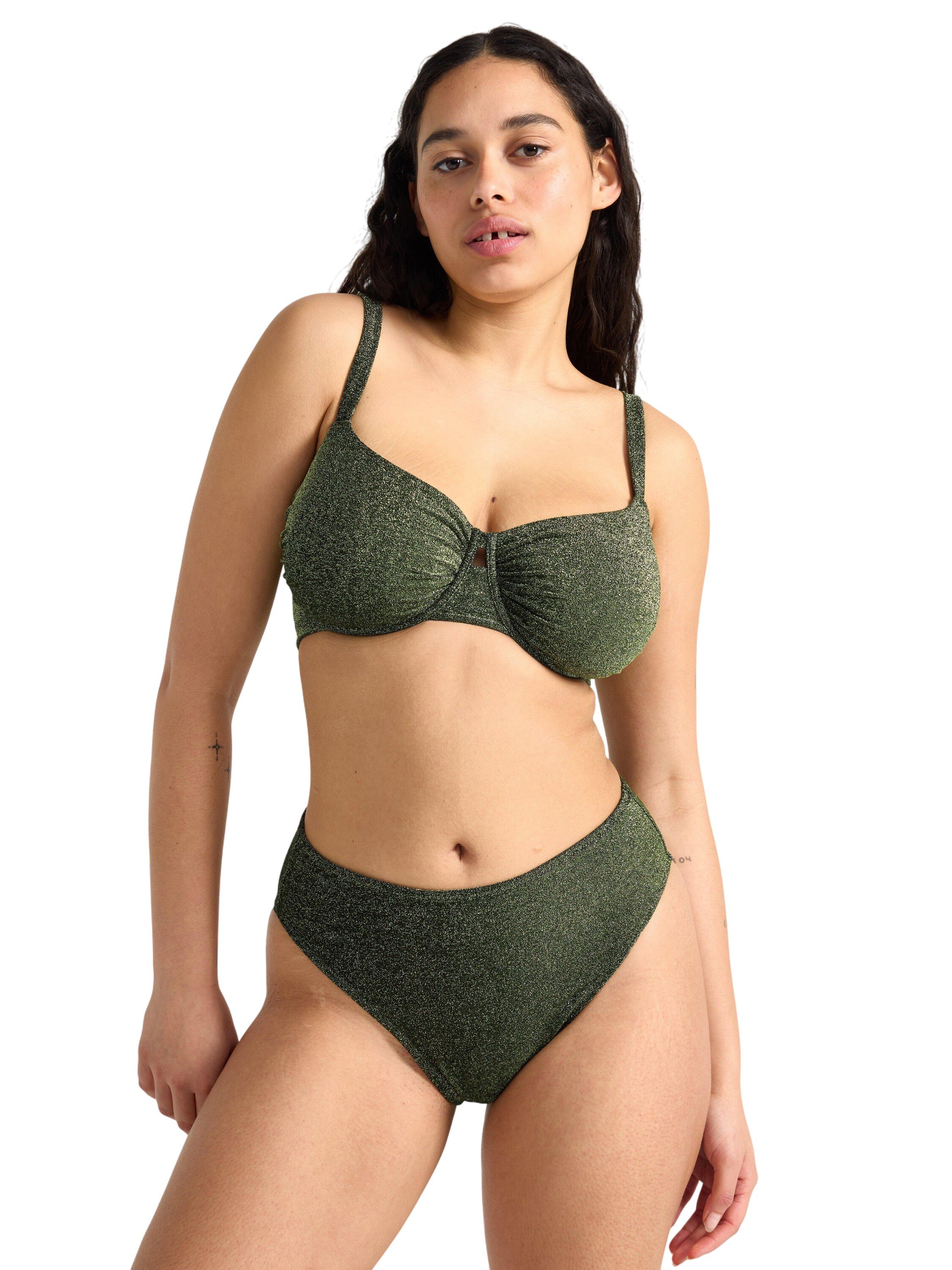 H&oslash;jtaljet bikiniunderdel med lurex