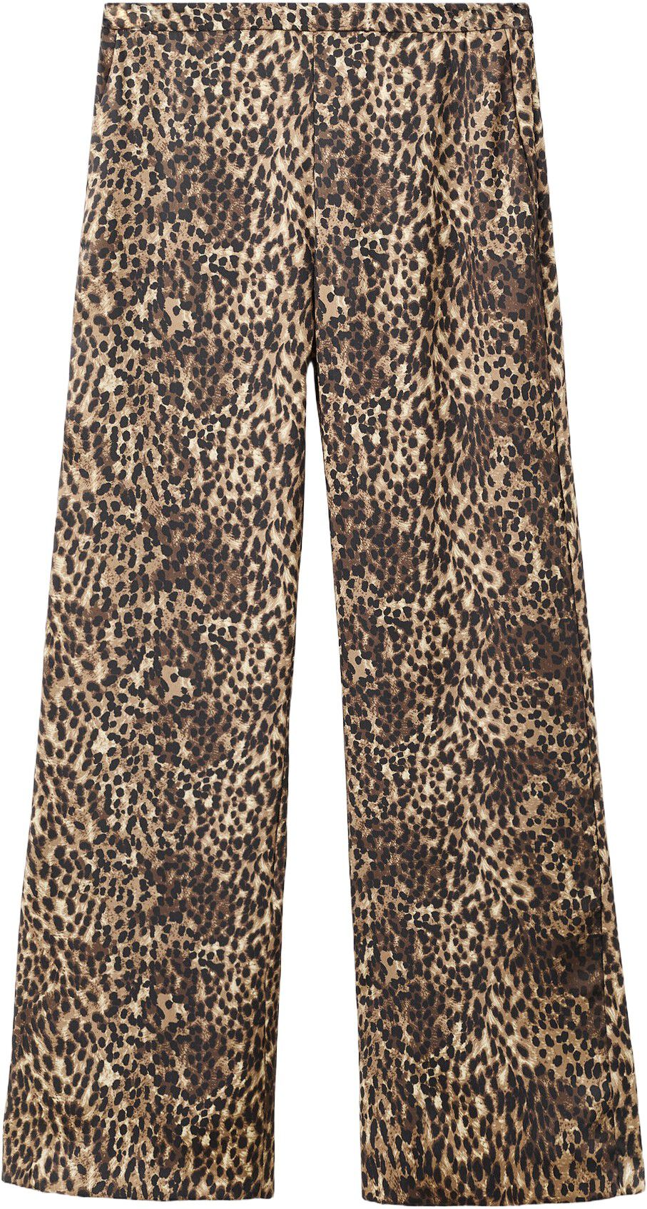 Leopard-print satin trousers