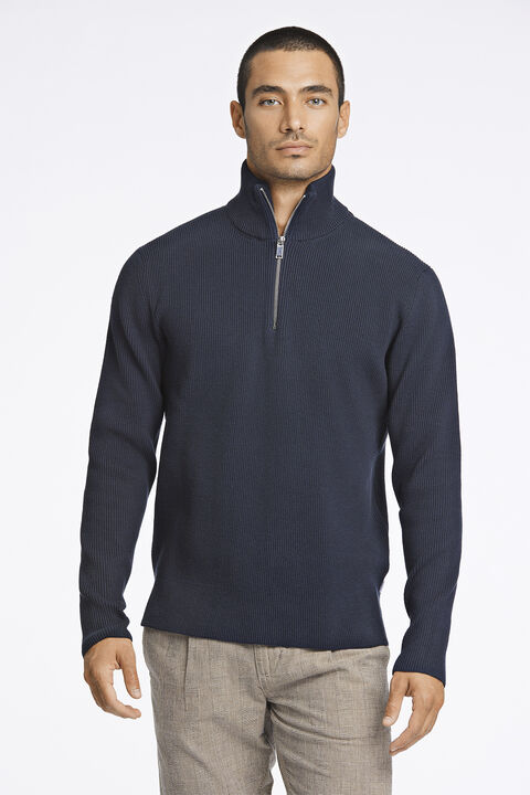 Half zip rib knit