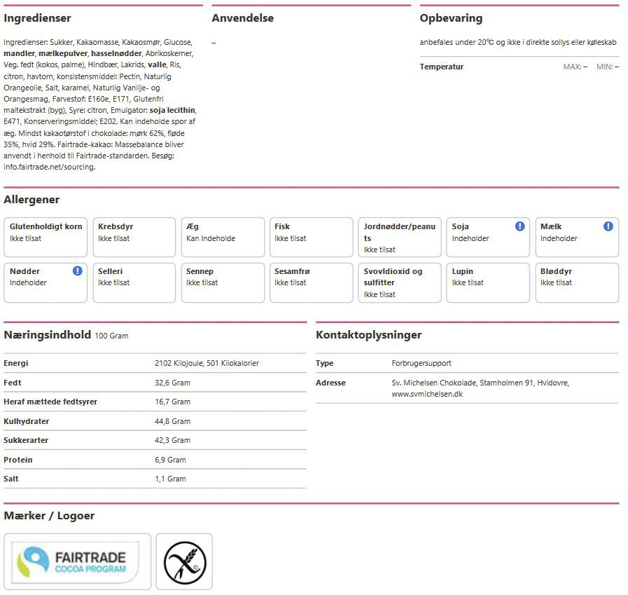10 stk fyldt chokolade i &aelig;ske