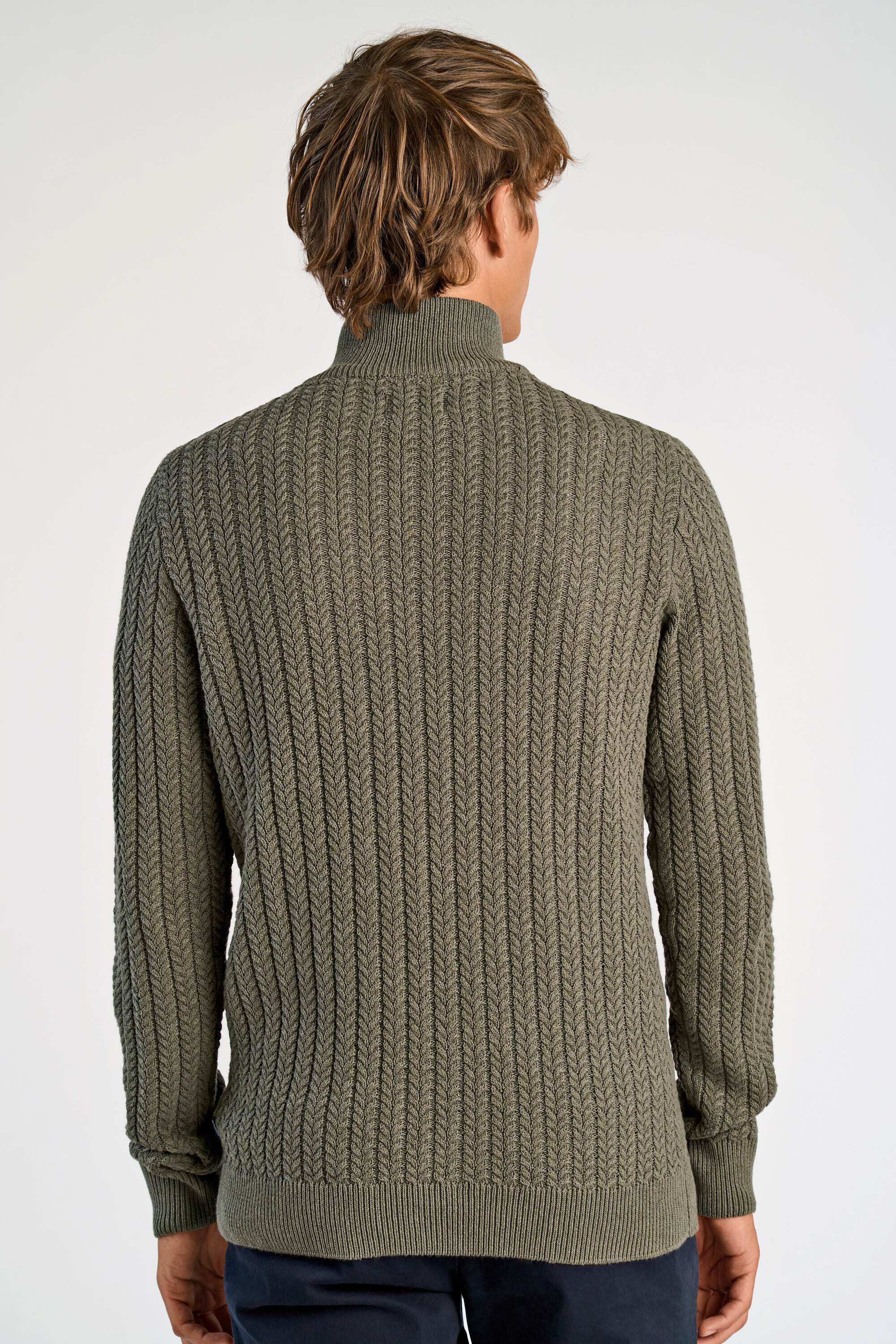 Recycle cabel knit half zip