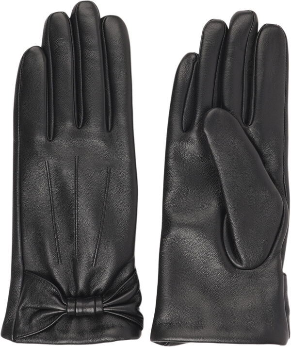 SONDRIO - BOW DETAIL LEATHER GLOVES WITH CASHMERE LINING