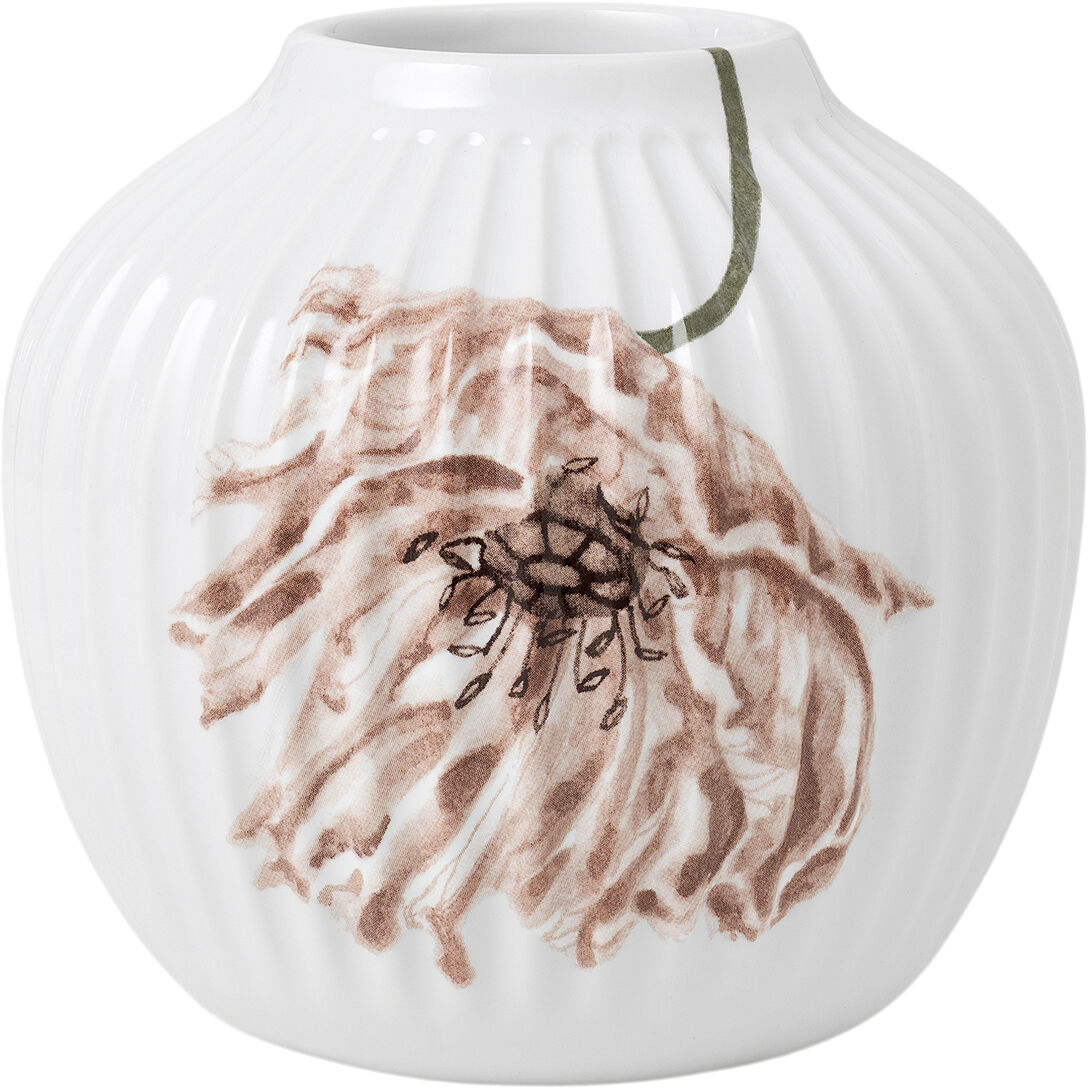 Hammersh&oslash;i Poppy Vase H13 hvid m. deko