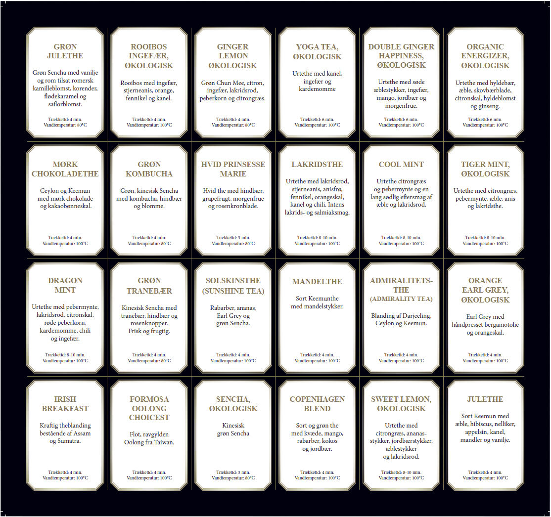 &Oslash;sterlandsk Julegave&aelig;ske, 24 stk minid&aring;ser l&oslash;sv&aelig;gt te