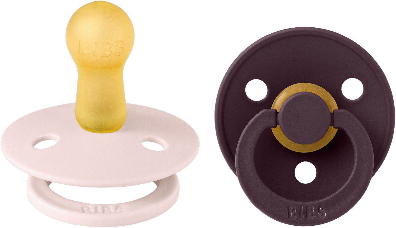 BIBS Pacifier Colour 2 PACK Latex Size 2 Petal/Plum