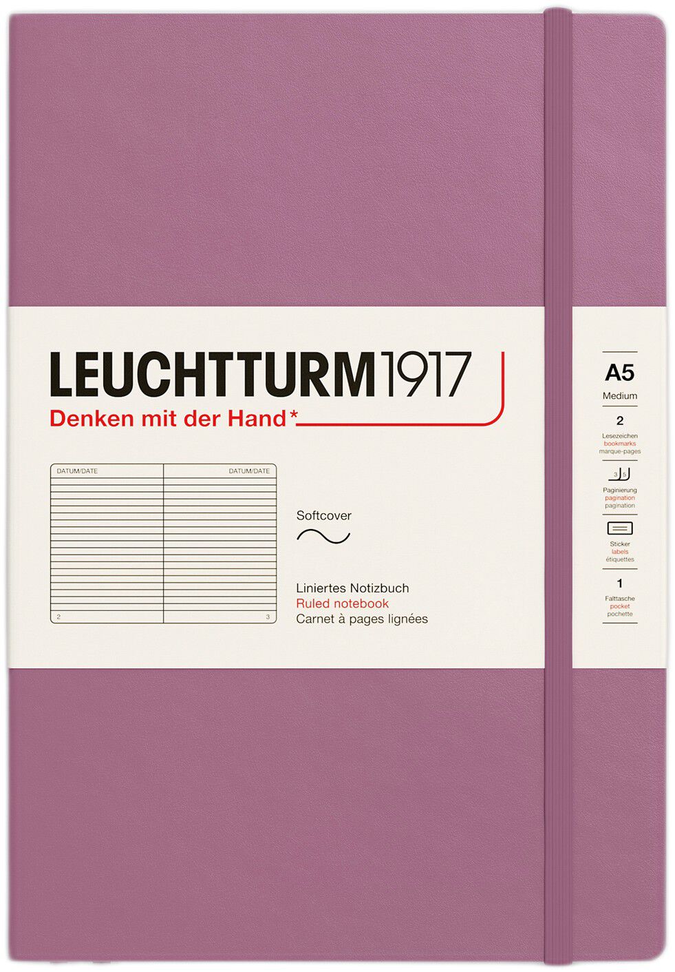 LT1917 Notesbog A5 Linjeret SC - Dusty Rose 372202