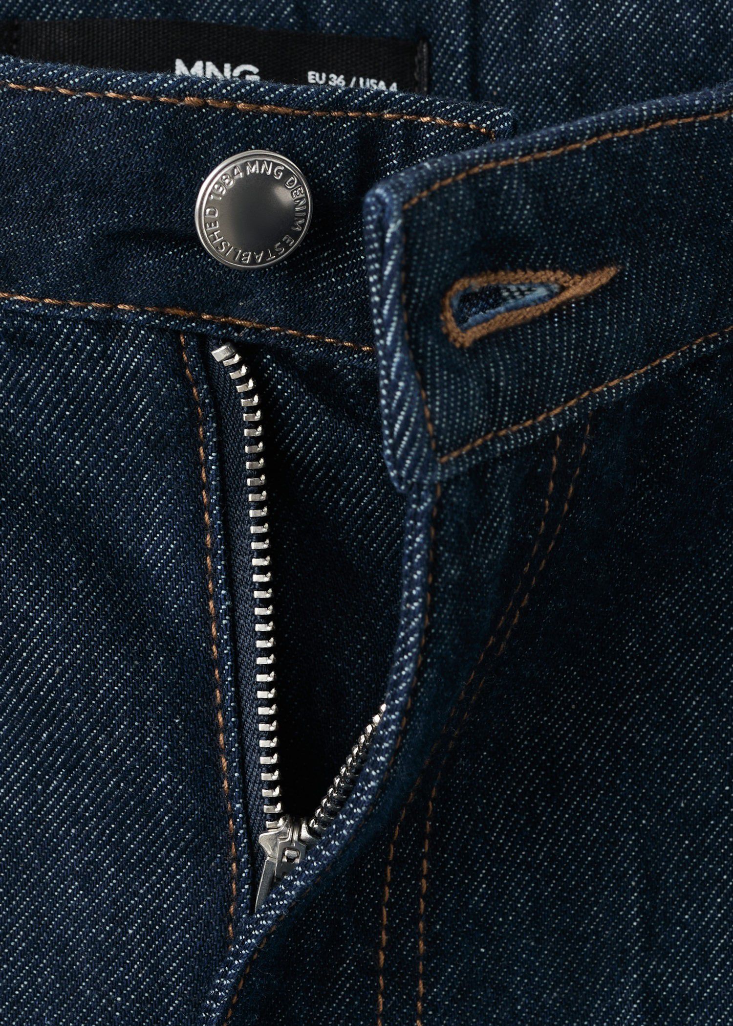 High-waist straight-fit denim short