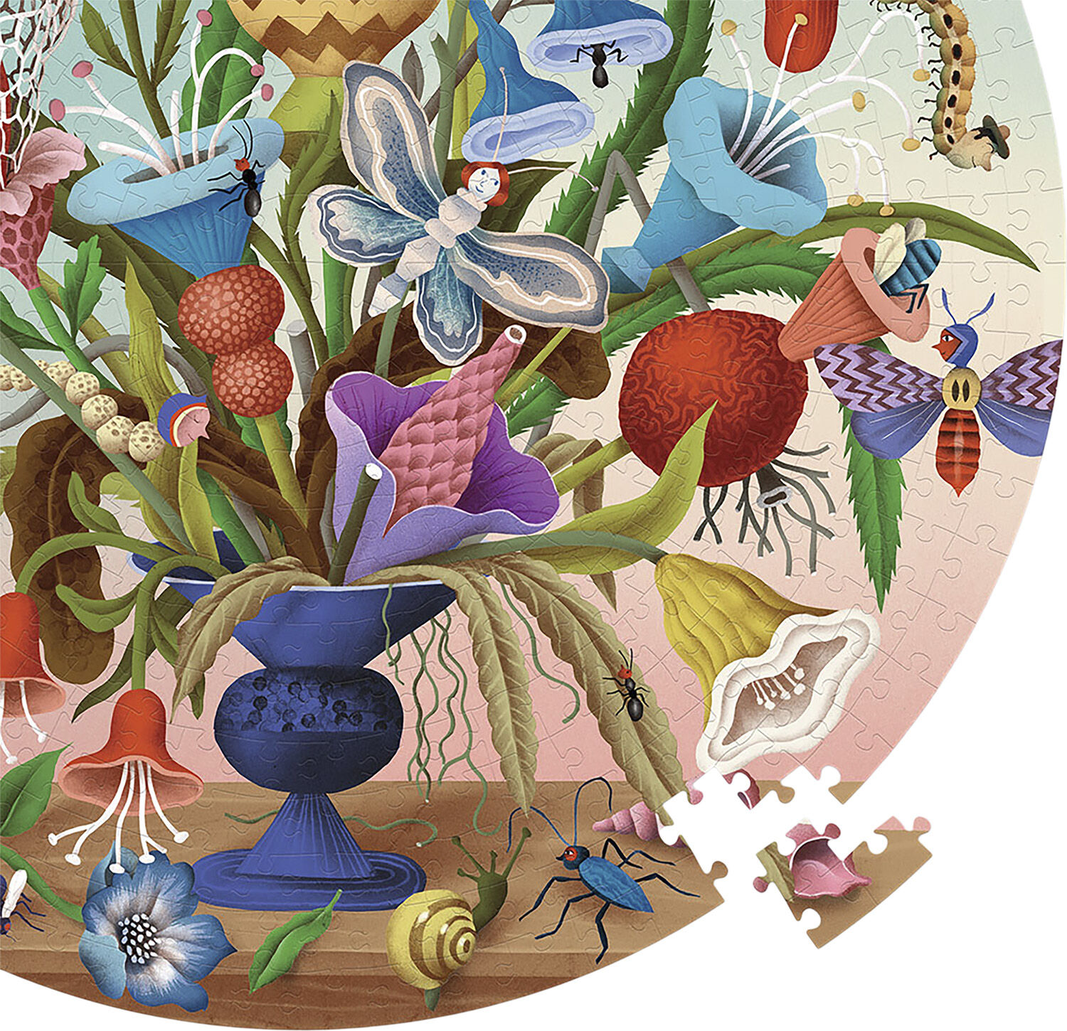 eeBoo - Rundt puslespil 500 brk - Vild buket