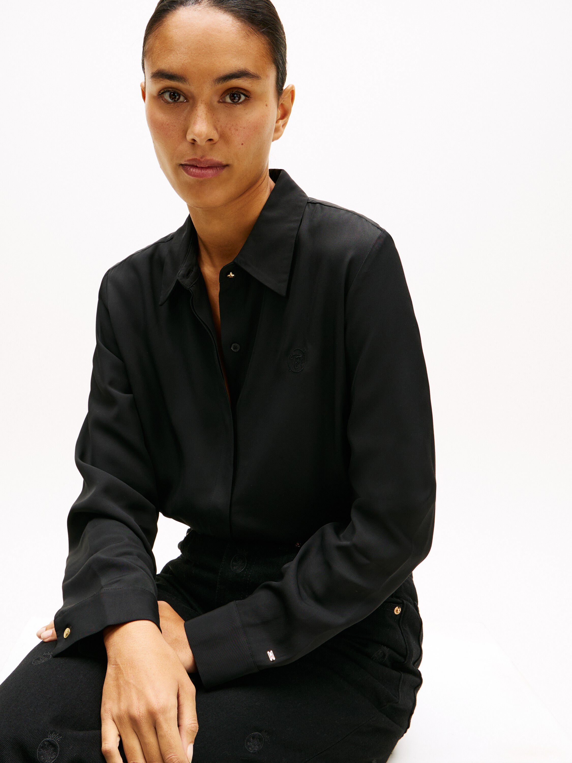 Regular Fit Concealed Placket Twill Shirt